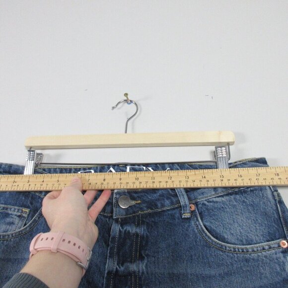 Raey Raw Hem Straight Leg Jeans Women's Size 30 Blue Button Fly Y2K Organic 758 - Picture 8 of 11